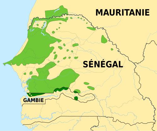 Map of the area where Gambian Wolof is spoken
