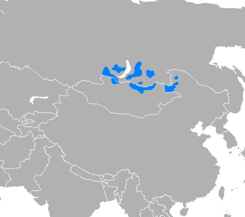 Map of the area where Buryat is spoken