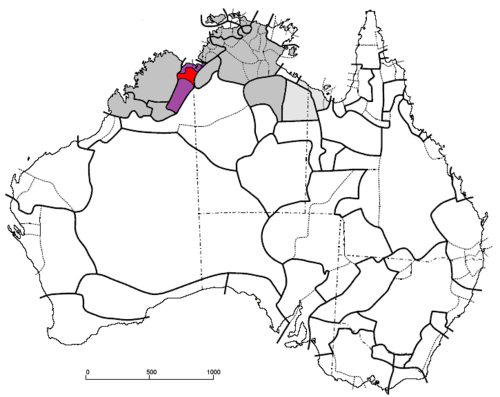 Map of the area where Miriwoong is spoken