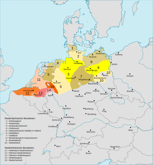 Map of the area where Low German is spoken