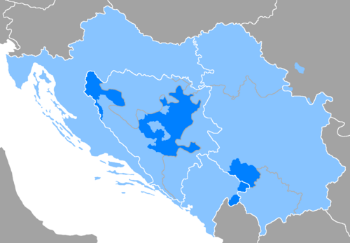 Map of the area where Bosnian is spoken