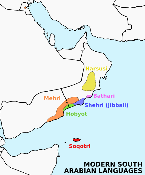 Map of the area where Soqotri is spoken