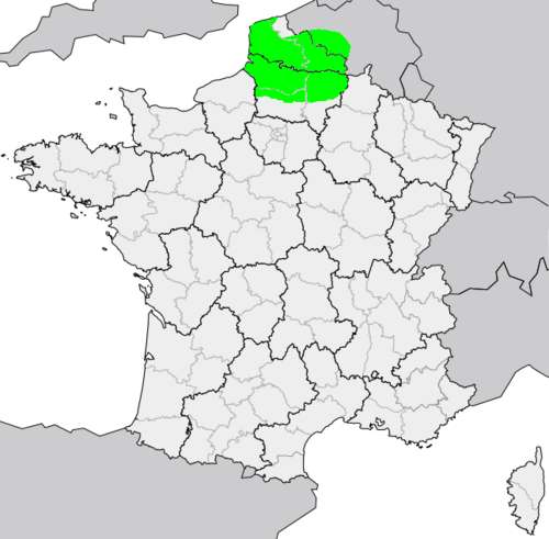 Map of the area where Picard is spoken