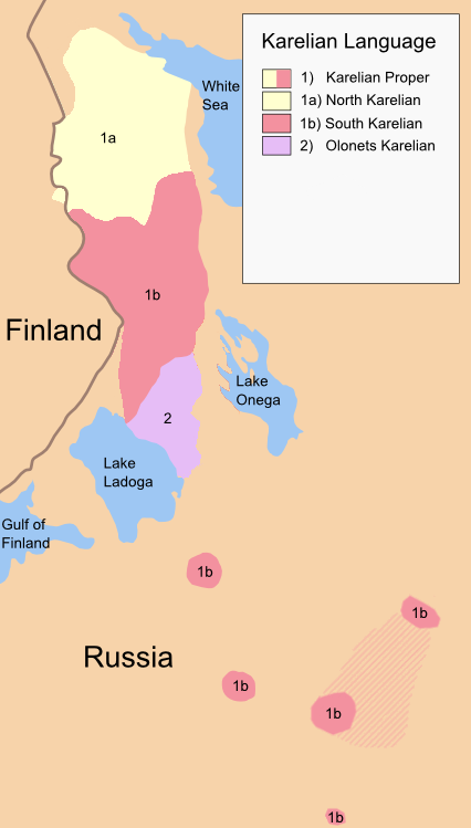 Map of the area where Livvi-Karelian is spoken