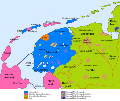 Map of the area where West Frisian is spoken