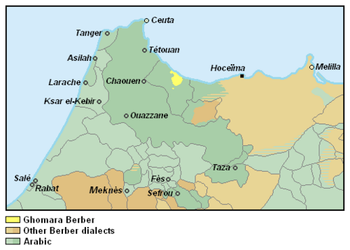 Map of the area where Ghomara is spoken