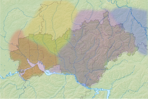 Map of the area where Meadow Mari is spoken