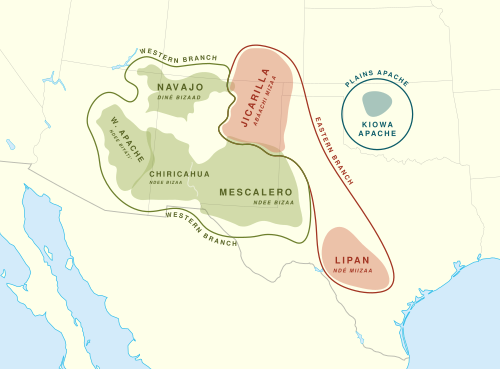 Map of the area where Navajo is spoken