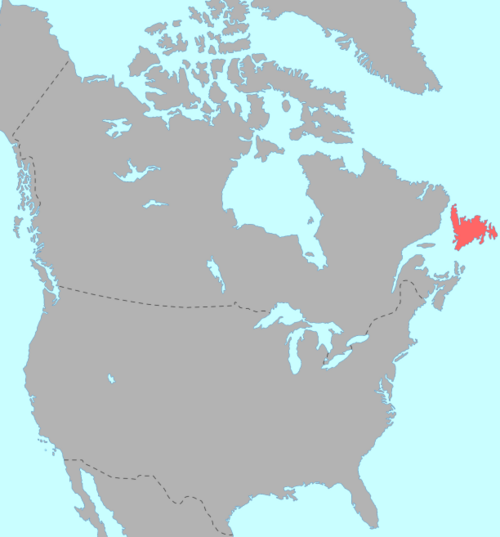 Map of the area where Beothuk is spoken