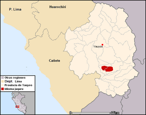 Map of the area where Jaqaru is spoken