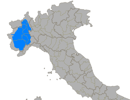 Map of the area where Piedmontese is spoken
