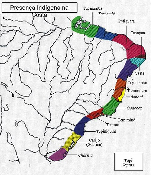Map of the area where Tupi is spoken