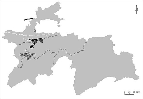 Map of the area where Yaghnobi is spoken