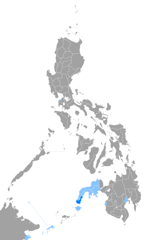 Map of the area where Chavacano is spoken