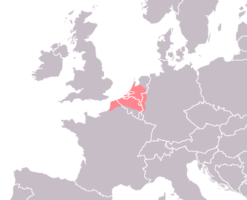 Map of the area where Old Dutch is spoken