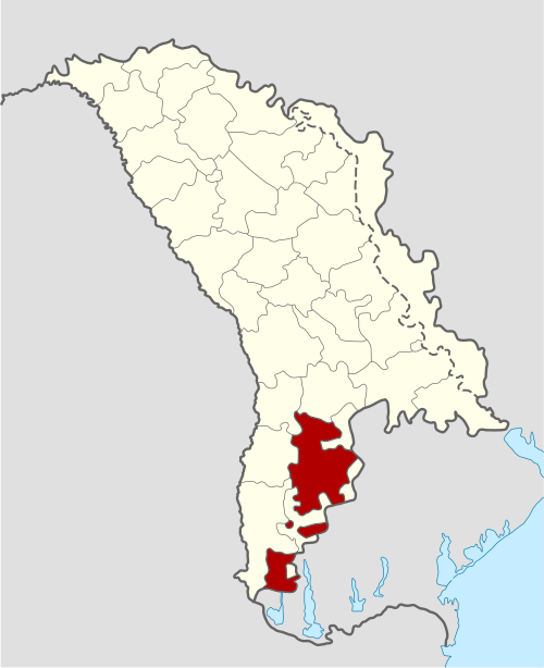 Map of the area where Gagauz is spoken