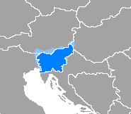 Map of the area where Slovene is spoken