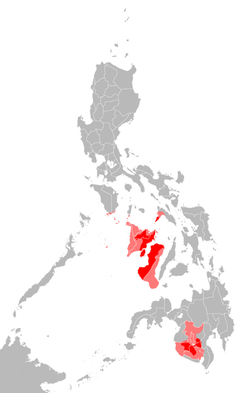 Map of the area where Hiligaynon is spoken