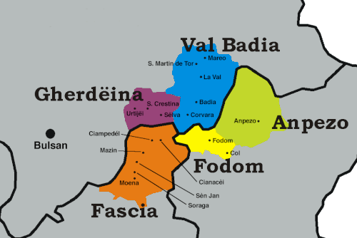 Map of the area where Ladin is spoken