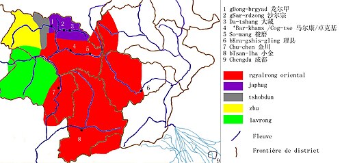 Map of the area where Gyalrong is spoken