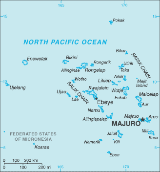 Map of the area where Marshallese is spoken