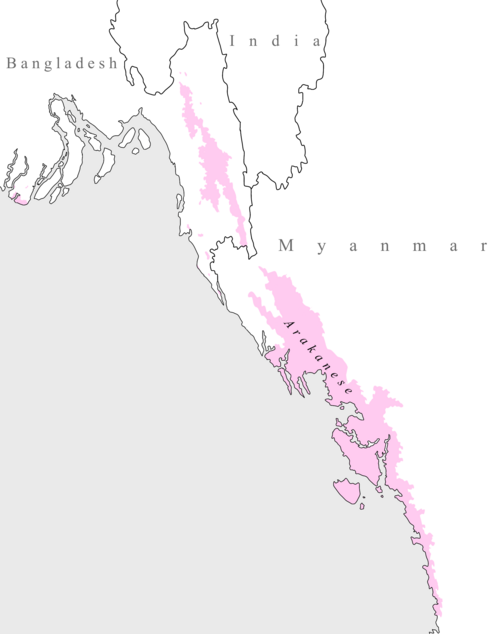Map of the area where Arakanese Language is spoken