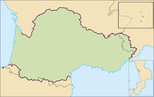 Map of the area where Occitan is spoken