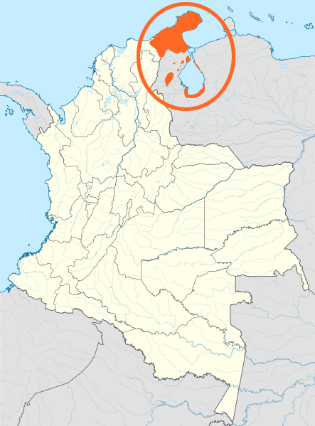 Map of the area where Wayuu is spoken