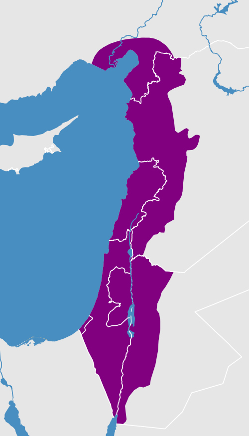 Map of the area where Levantine Arabic is spoken