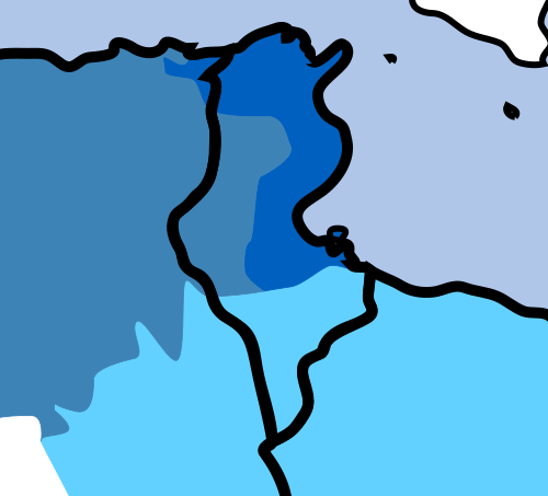 Map of the area where Tunisian Arabic is spoken