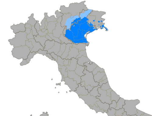 Map of the area where Venetian is spoken