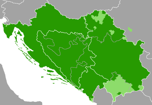 Map of the area where Serbo-Croatian is spoken
