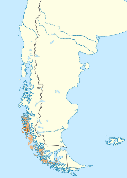 Map of the area where Kawésqar is spoken