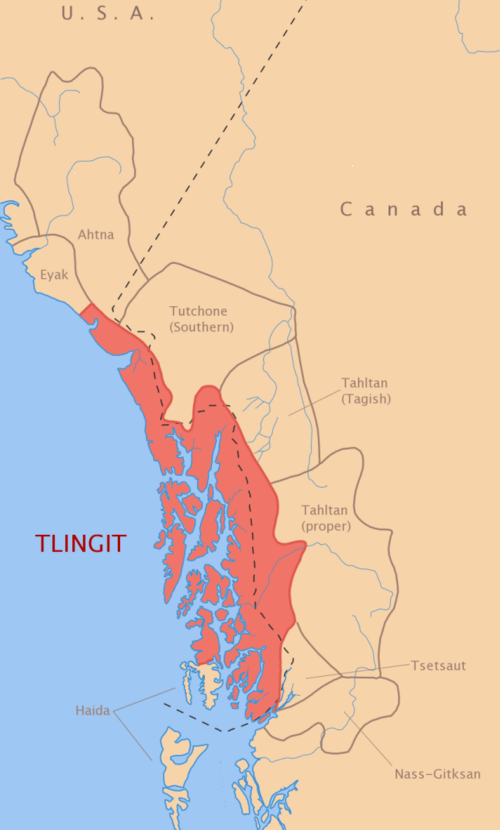 Map of the area where Tlingit is spoken