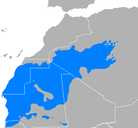 Map of the area where Hassaniya Arabic is spoken