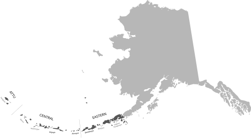 Map of the area where Aleut is spoken
