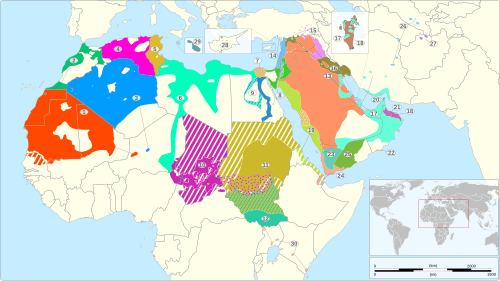 Map of the area where Arabic is spoken