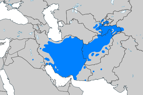 Map of the area where Farsi is spoken