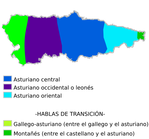 Map of the area where Asturian is spoken