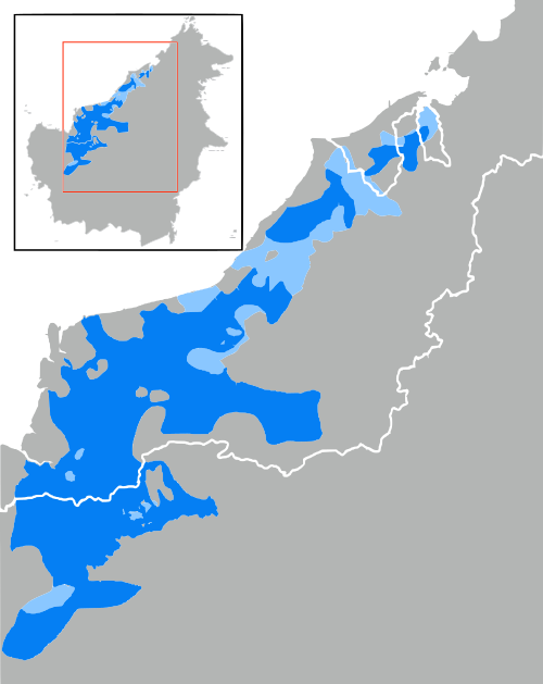 Map of the area where Iban is spoken