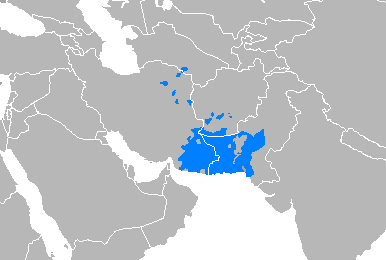 Map of the area where Balochi is spoken