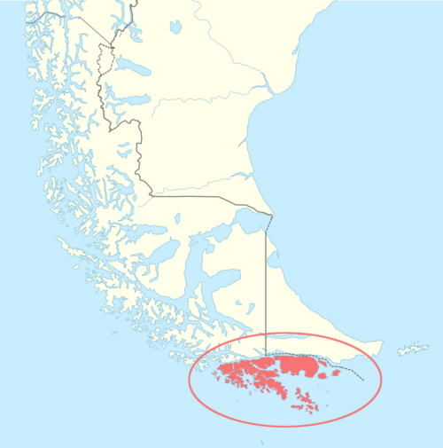 Map of the area where Yaghan is spoken