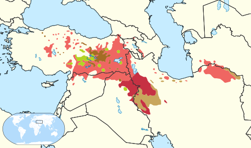 Map of the area where Central Kurdish is spoken