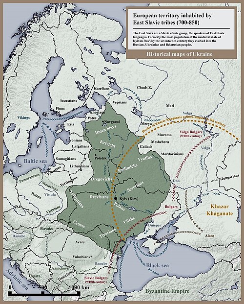 Map of the area where Old East Slavic is spoken