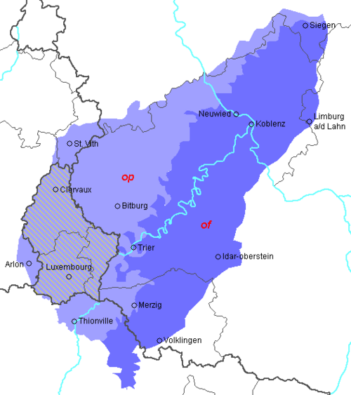 Map of the area where Luxembourgish is spoken