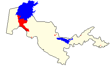 Map of the area where Karakalpak is spoken