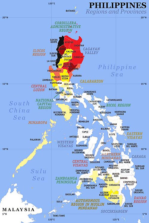 Map of the area where Ilocano is spoken
