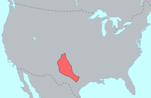 Map of the area where Comanche is spoken