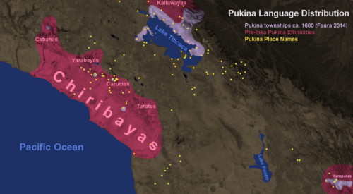 Map of the area where Puquina is spoken