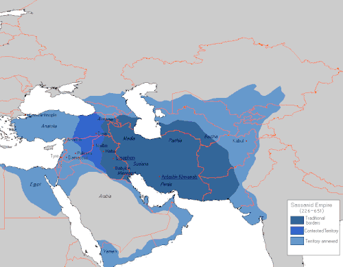 Map of the area where Middle Persian is spoken